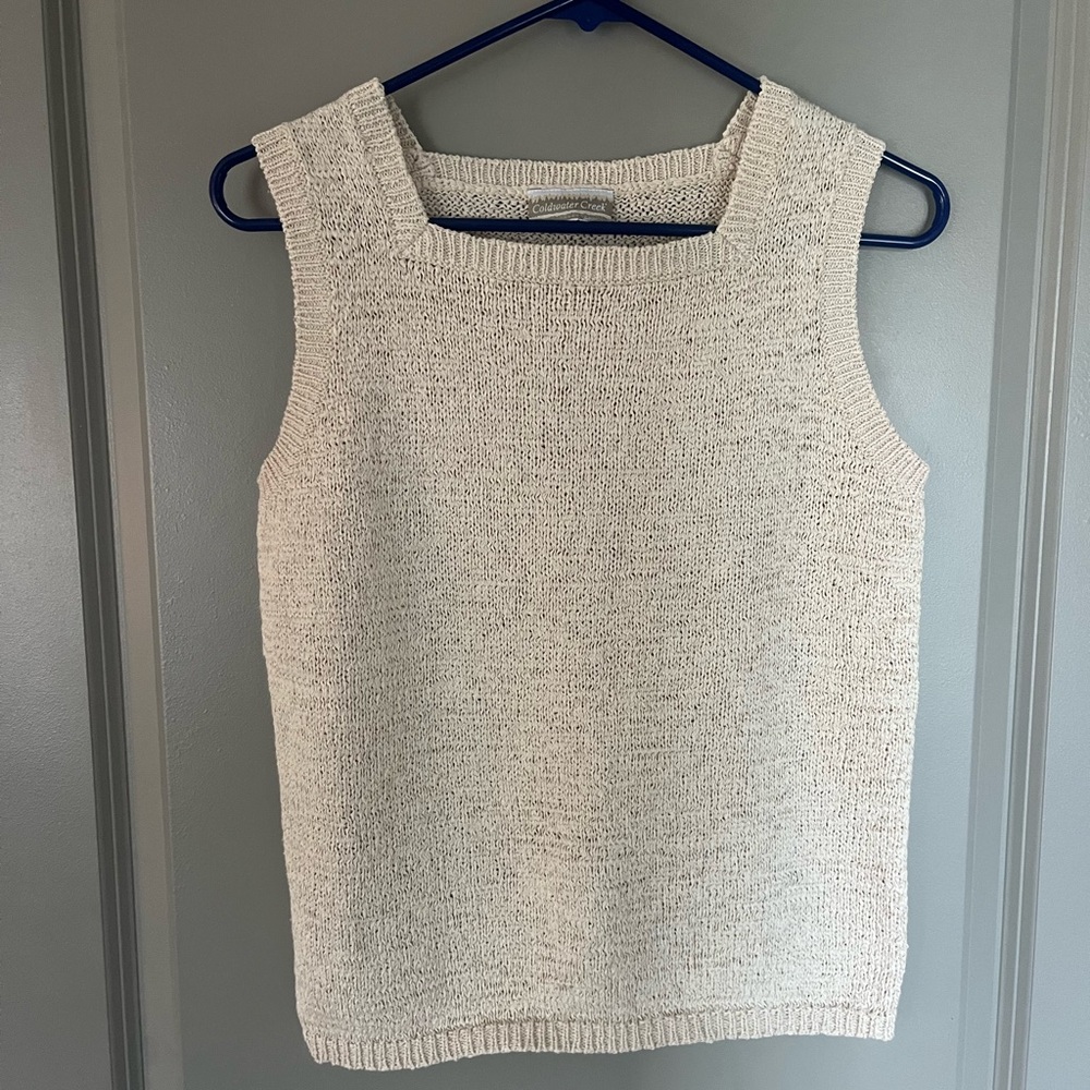 Coldwater Creek Vintage Cream Knit Sleeveless Top